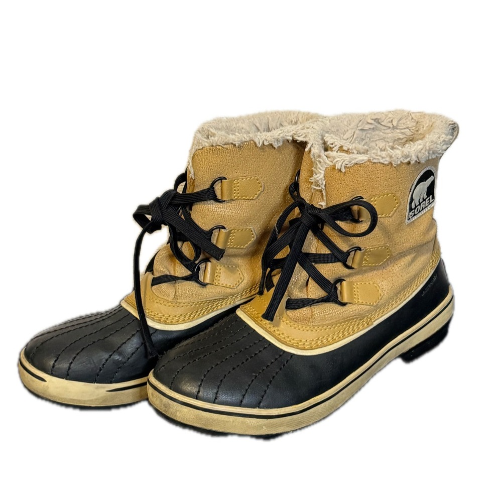 Sorel Tivoli Boots Women's 9 Tan Black Waterproof Warm Lined Winter Snow